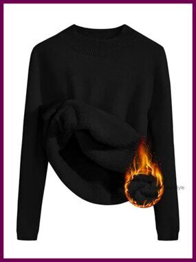 Fleece Sherpa Lined Turtleneck Pullover Sweater Thermal Winter